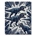 Dark Navy T Rex Tropical Jungle Rug