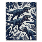 Dark Navy T Rex Tropical Jungle Rug