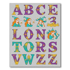 Purple Teal Starburst Alphabet Letters Rug