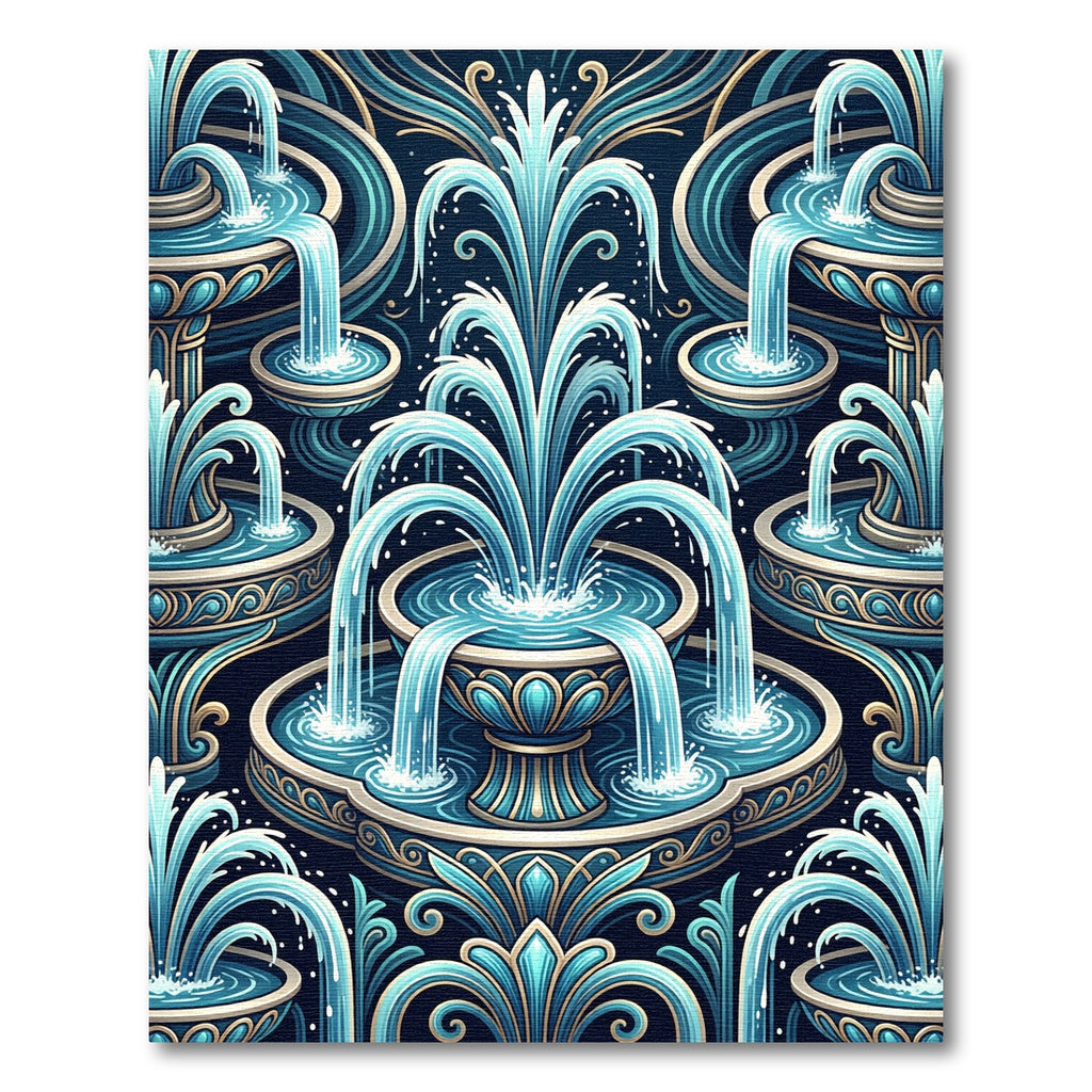 Regal Blue Fountain Water Pattern Rug