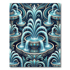 Regal Blue Fountain Water Pattern Rug