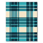 Deep Teal Beige Plaid Lines Rug