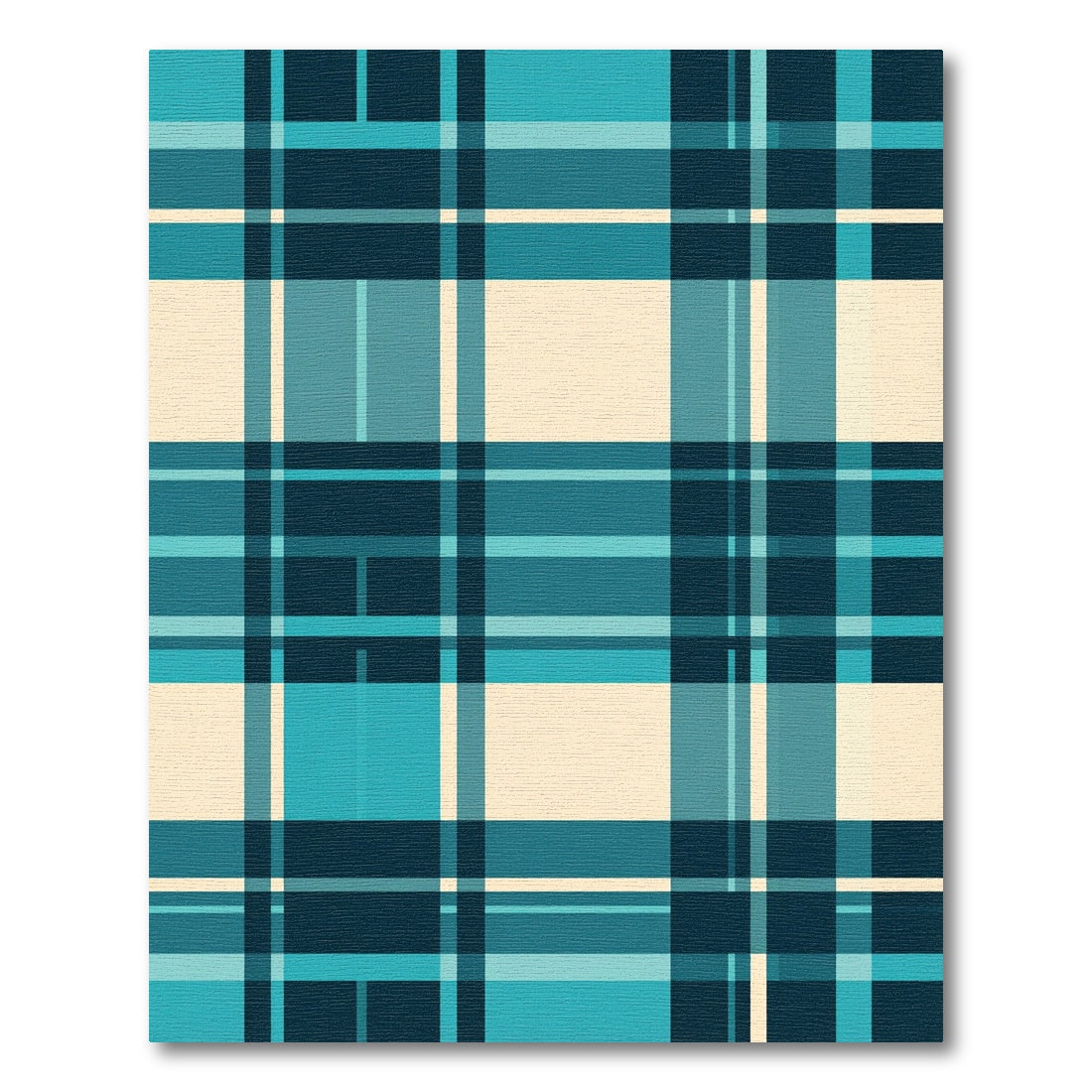 Deep Teal Beige Plaid Lines Rug