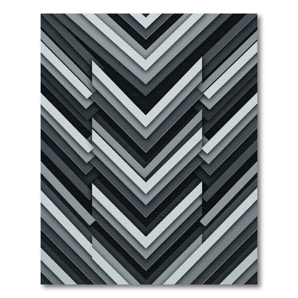 Modern Gray Monochromatic Chevron Layered Rug