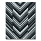 Modern Gray Monochromatic Chevron Layered Rug
