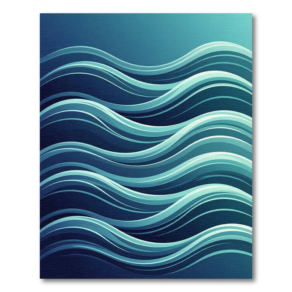 Deep Blue Aqua Layered Waves Rug