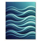 Deep Blue Aqua Layered Waves Rug