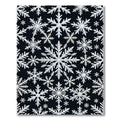 White Snowflake Black Background Repeating Pattern Rug