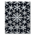 White Snowflake Black Background Repeating Pattern Rug