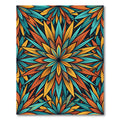 Vibrant Teal and Orange Lotus Burst Rug