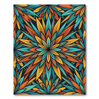 Vibrant Teal and Orange Lotus Burst Rug