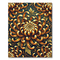 Golden Blooming Chrysanthemum Dark Floral Rug