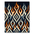Fiery Orange Black Ikat Diamond Flame Rug