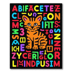 Playful Orange Tiger Alphabet Composition Rug