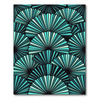 Art Deco Teal Fan Geometric Rug