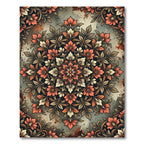 Earthy Orange Floral Mandala Medallion Rug