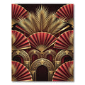Golden Fan Art Deco Crimson Rug