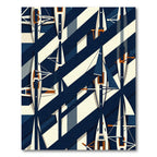 Modern Navy White Yacht Regatta Composition Rug