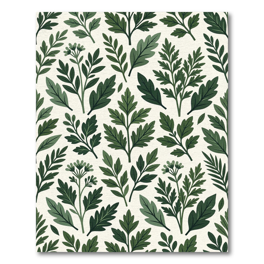 Lush Sage Green Botanical Leaf Foliage Rug