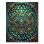 Emerald Ornate Filigree Floral Medallion Rug