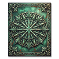 Patinated Teal Compass Star Ornament Rug