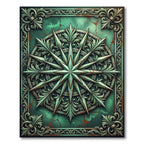 Patinated Teal Compass Star Ornament Rug
