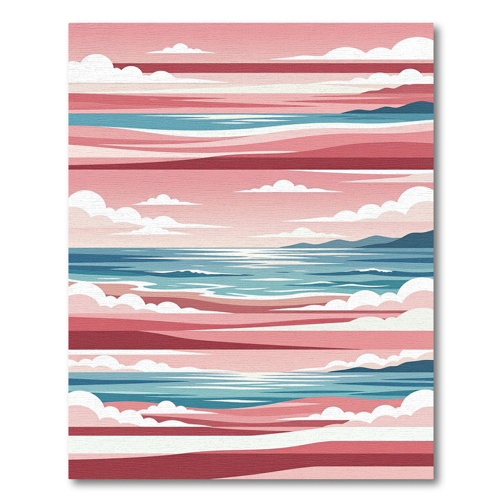Red Pink Stripe Ocean Sunset Rug