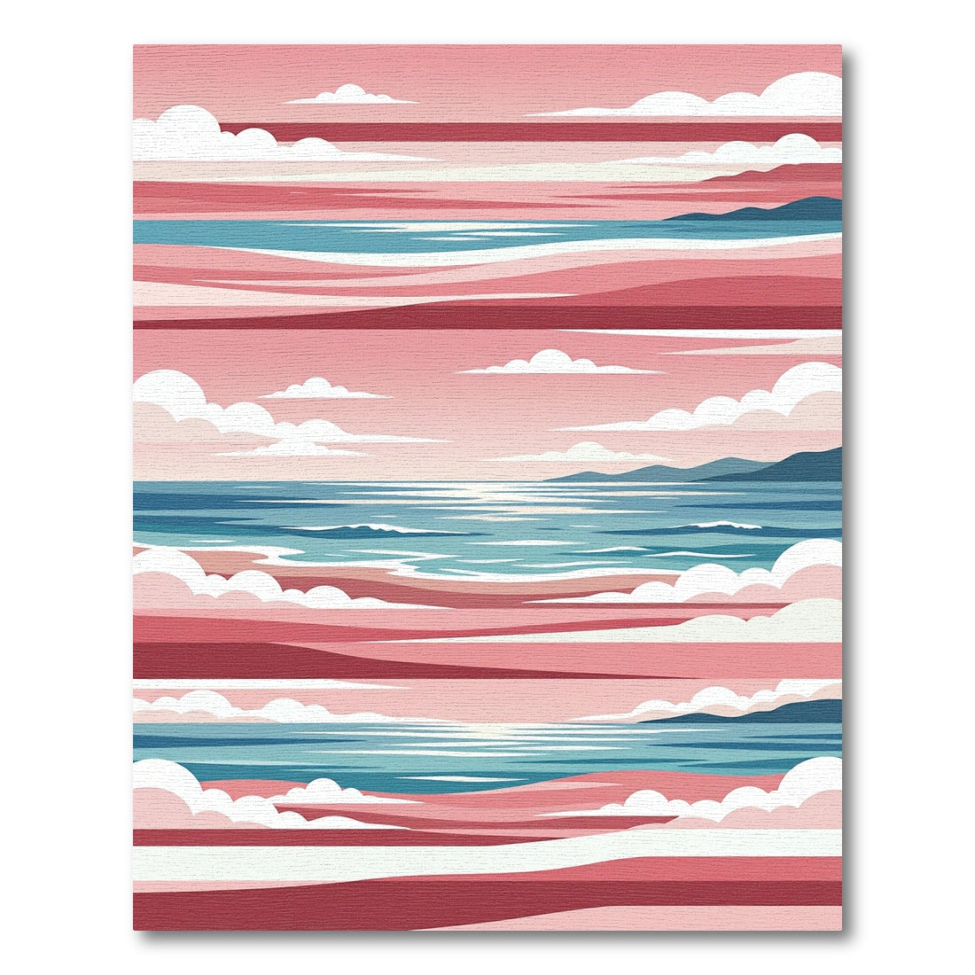 Red Pink Stripe Ocean Sunset Rug