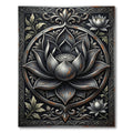 Metallic Silver Lotus Mandala Floral Art Rug