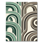 Mid Century Green and Brown Arch Rug
