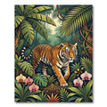 Majestic Tiger Amidst Tropical Lush Foliage Rug
