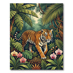 Majestic Tiger Amidst Tropical Lush Foliage Rug