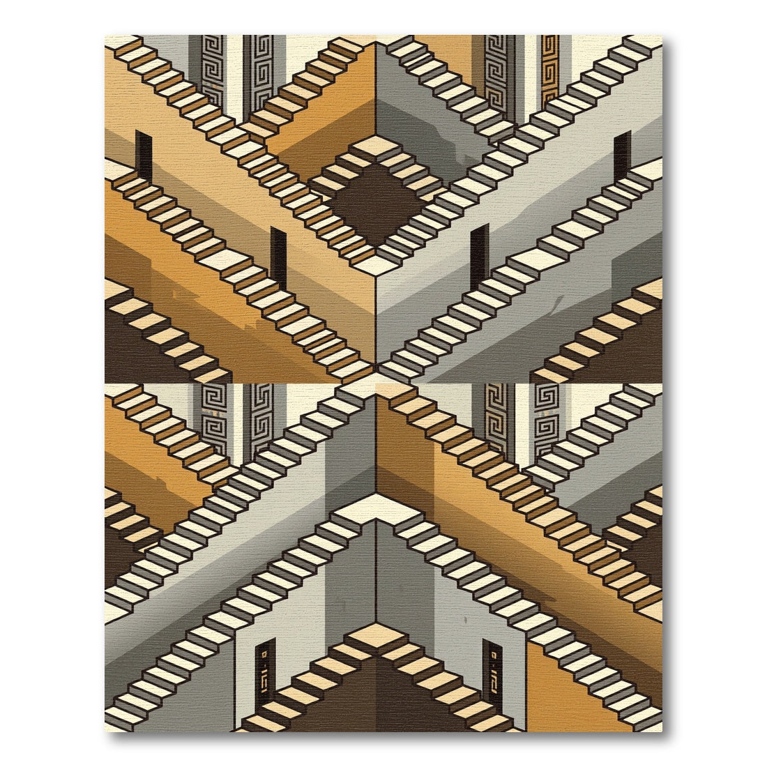 Escher Style Optical Illusion Staircase Rug