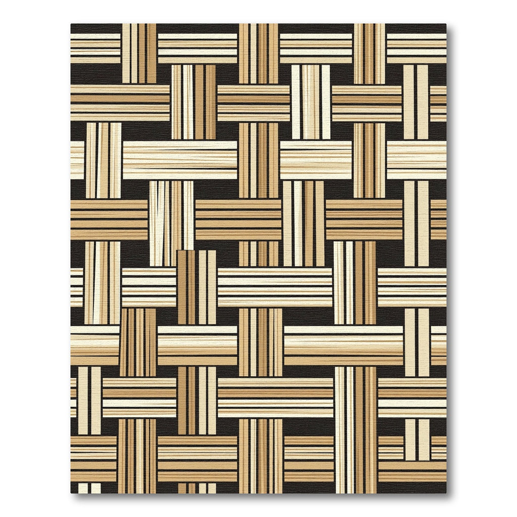 Modern Neutral Woven Bamboo Basketry Rug