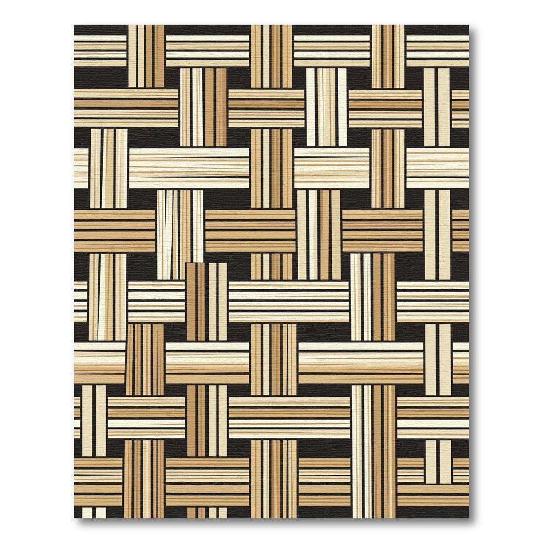 Modern Neutral Woven Bamboo Basketry Rug