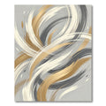 Abstract Gold Gray White Brushstrokes Rug