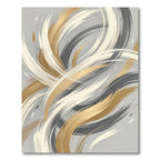 Abstract Gold Gray White Brushstrokes Rug