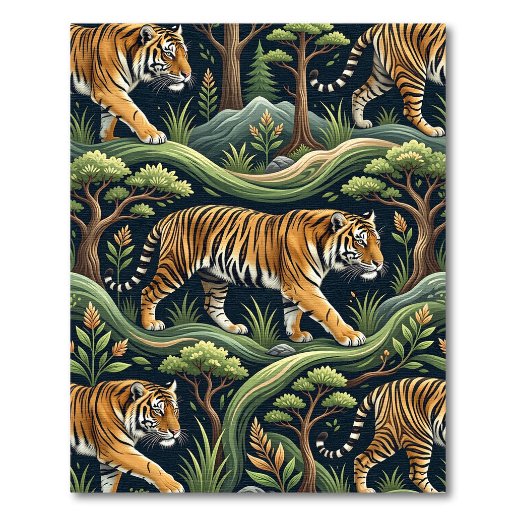Vibrant Orange Tiger Jungle Expedition Rug