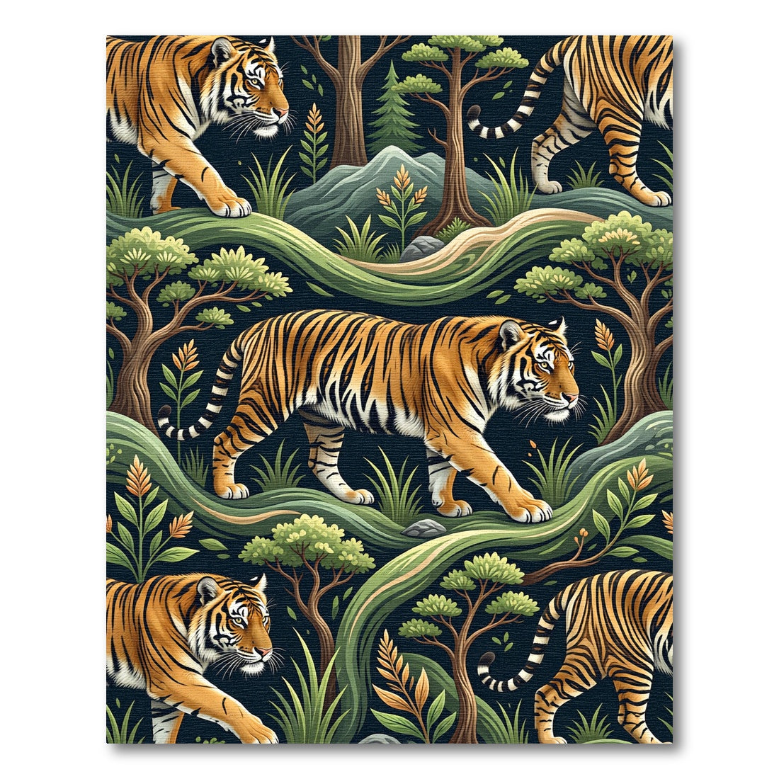 Vibrant Orange Tiger Jungle Expedition Rug