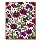 Vintage Deep Purple Floral Meadow Rug