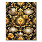 Gilded Baroque Floral Scroll Black Rug