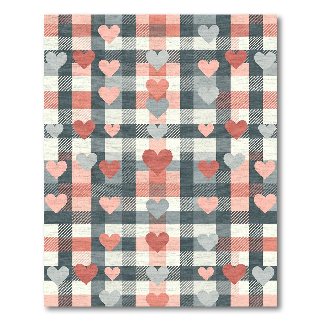 Blush and Charcoal Plaid Heart Rug