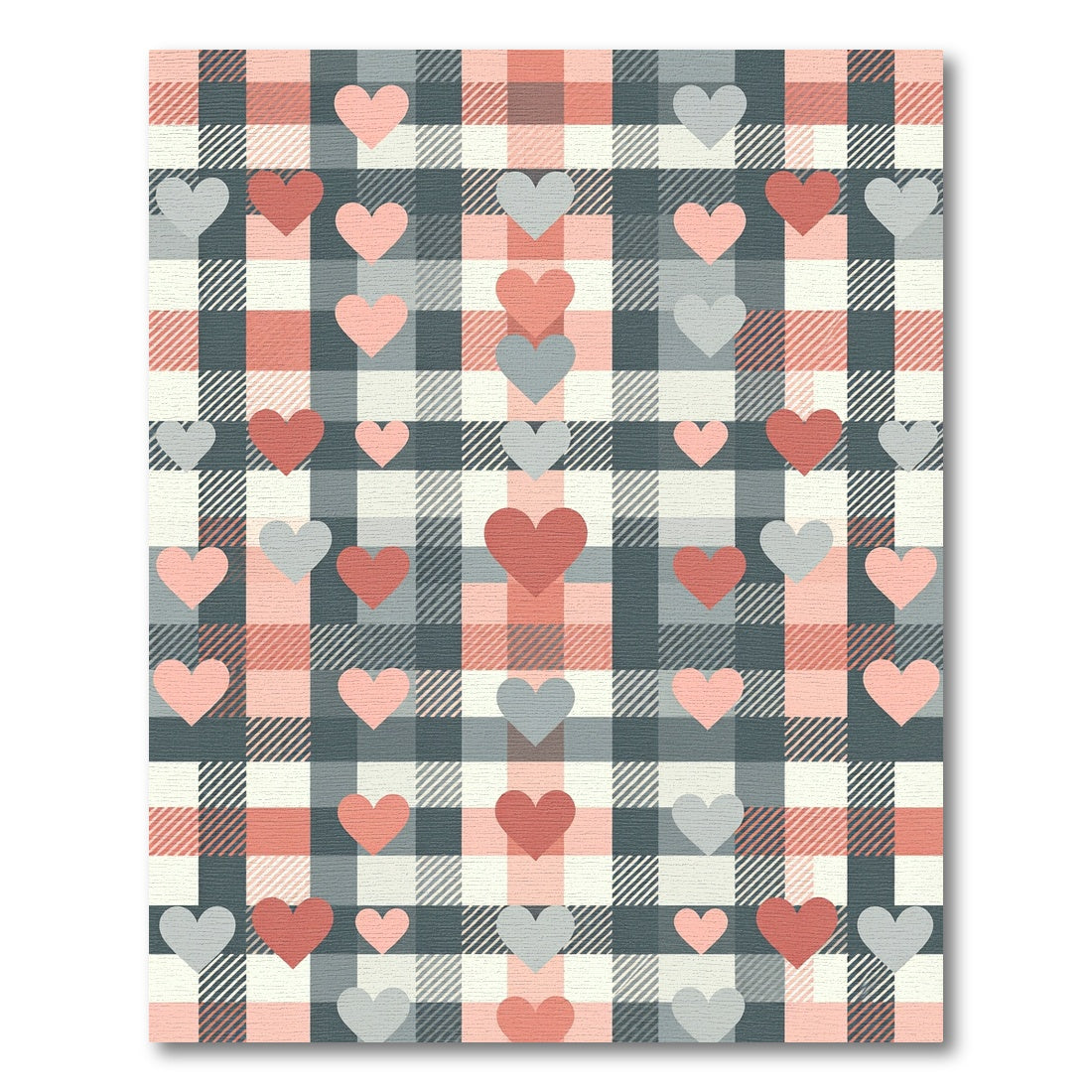 Blush and Charcoal Plaid Heart Rug