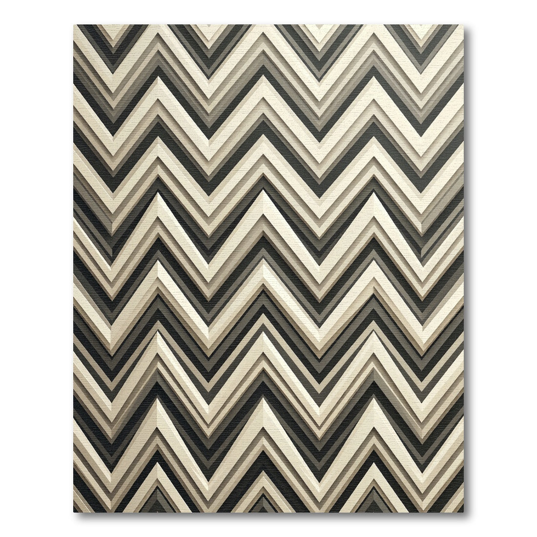 Modern Taupe Zigzag Geometric Layered Rug