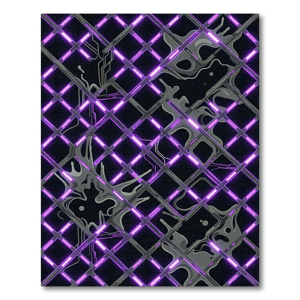Electric Purple Neon Grid Cyberpunk Abstract Rug