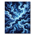 Deep Blue Cosmic Swirl Galaxy Rug