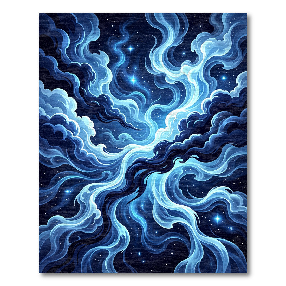 Deep Blue Cosmic Swirl Galaxy Rug