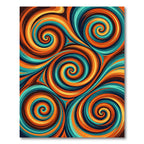 Vibrant Teal and Orange Abstract Swirl Rug