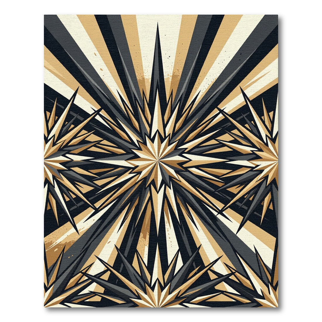 Modern Onyx and Gold Starburst Rug