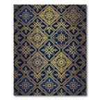 Opulent Gold Navy Damask Geometric Rug
